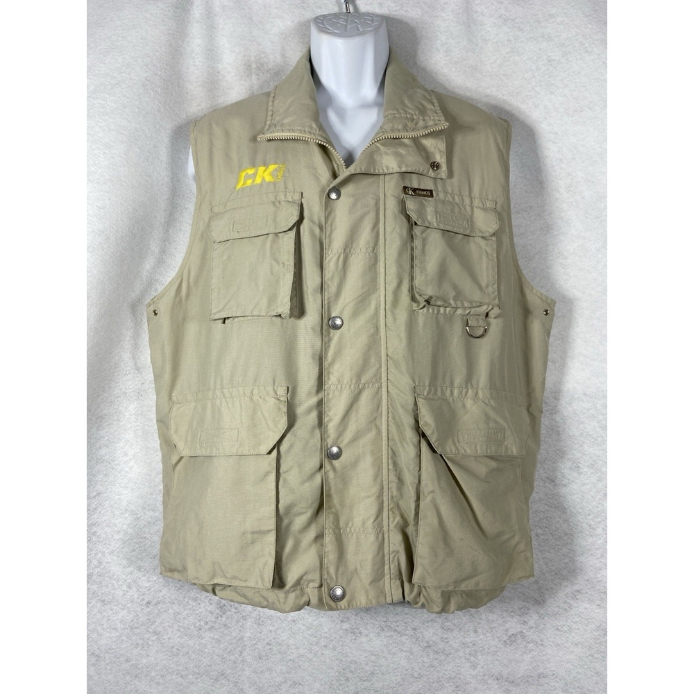 Vintage Calvin Klein Jeans Vest Men's Medium Beige Khakis Utility Cargo Safari